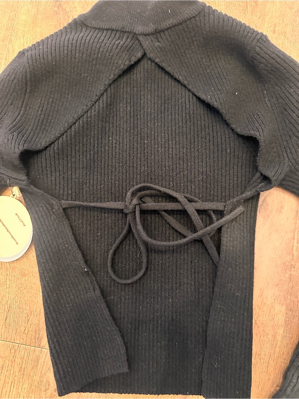 Camila Coelho Black fitted Ribbed Turtleneck backless size small NWT